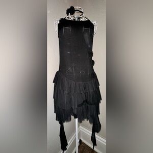 Tiered Ruffle Bottom Halter Style Top With Floral Appliqués & Belt Wrap Mini